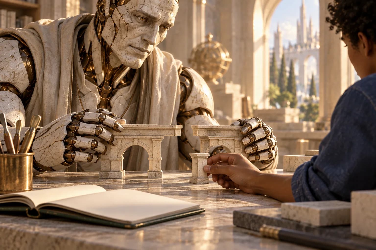 An illustrated teaching scene with Kai